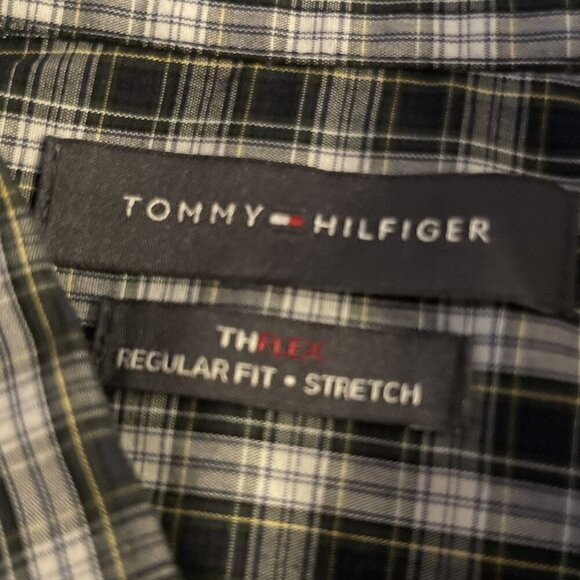 Tommy Hilfiger TH Flex Regular Fit Stretch XL‎ 17 34/35 Long Sleeve Plaid Shirt - Picture 3 of 12